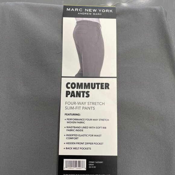 NEW Marc New York Andrew Marc Men's 32x30  Commuter Pants Slim Fit Gray - Picture 6 of 9